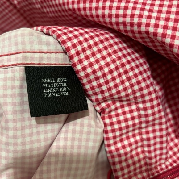 KC Collection Gingham Print Hooded Rain Jacket Pockets Women’s Large - Picture 12 of 16